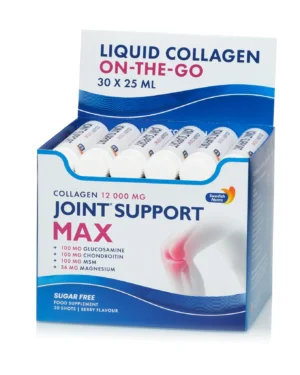 Joint support max – 30 shots – colagen lichid hidrolizat tip 1, 2 si 3 cu 12. 000 mg pentru dureri articulare si refacerea mobilitatii cutie