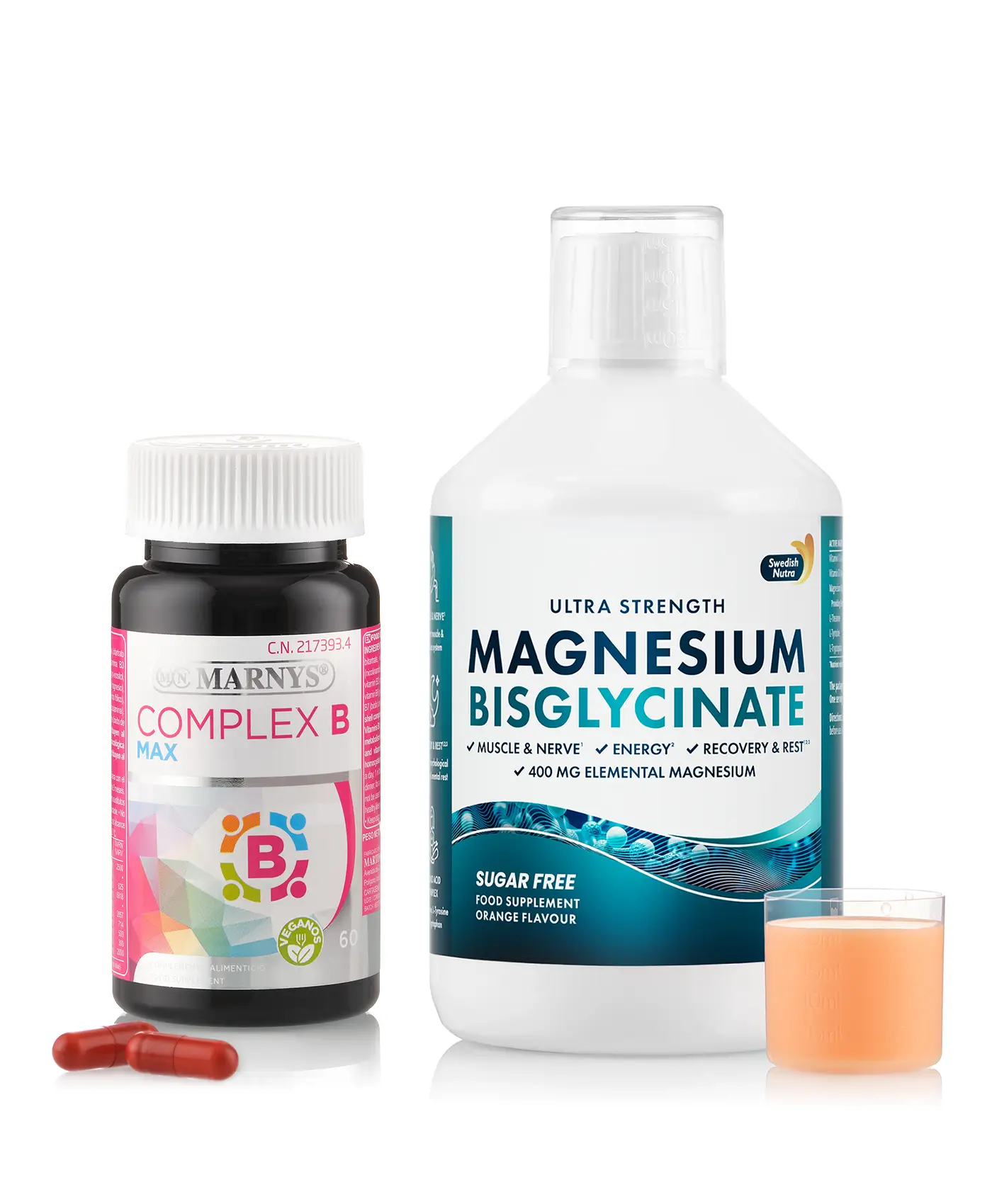 Pachet minte limpede - complex b max 60 capsule + magneziu 4000 - 500 ml
