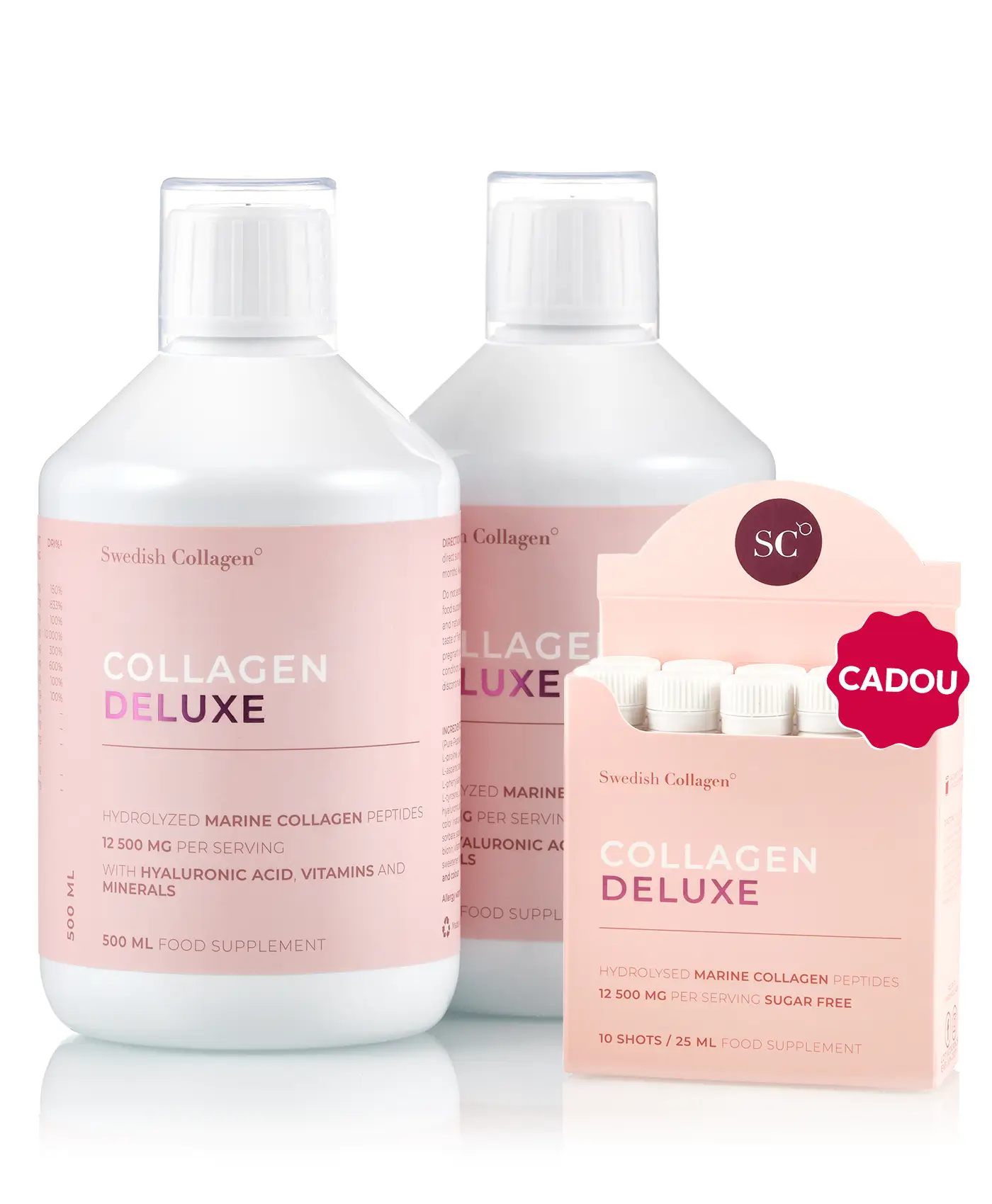 Flash deluxe - 2 sticle × collagen deluxe 500ml + cadou travel pack 10 shots