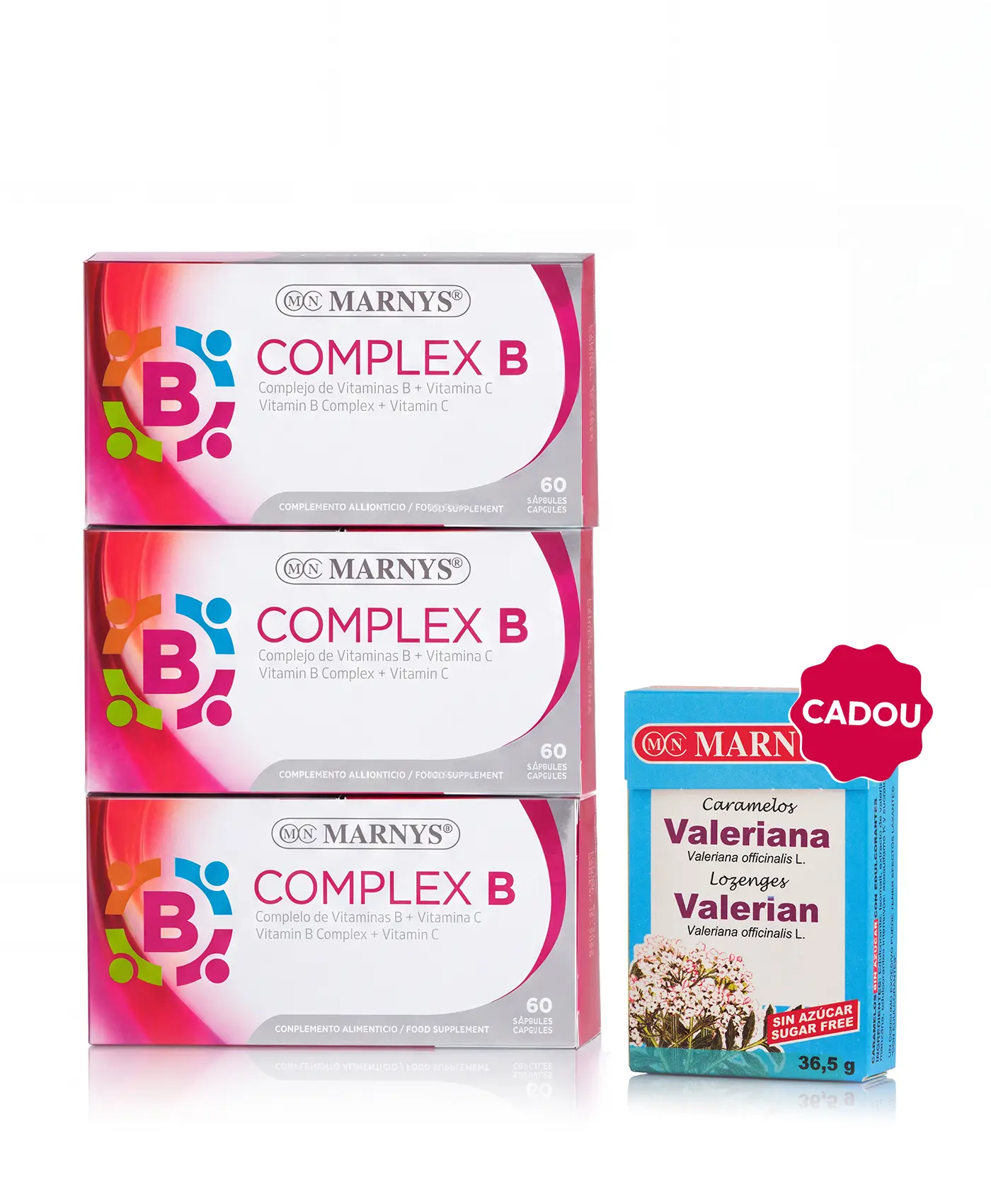 Flash energie & stres- 3 cutii × complex b + cadou bomboane cu valeriană