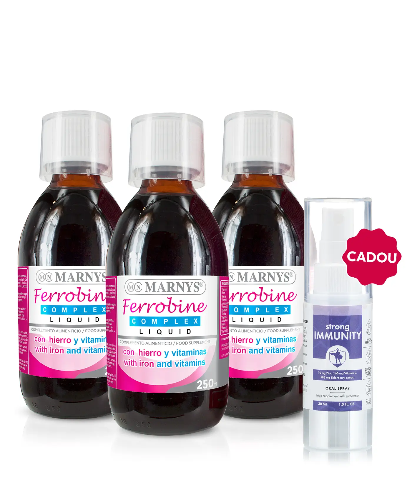 Flash fier - 3 sticle × ferrobine max 250ml + cadou spray imunitate puternica