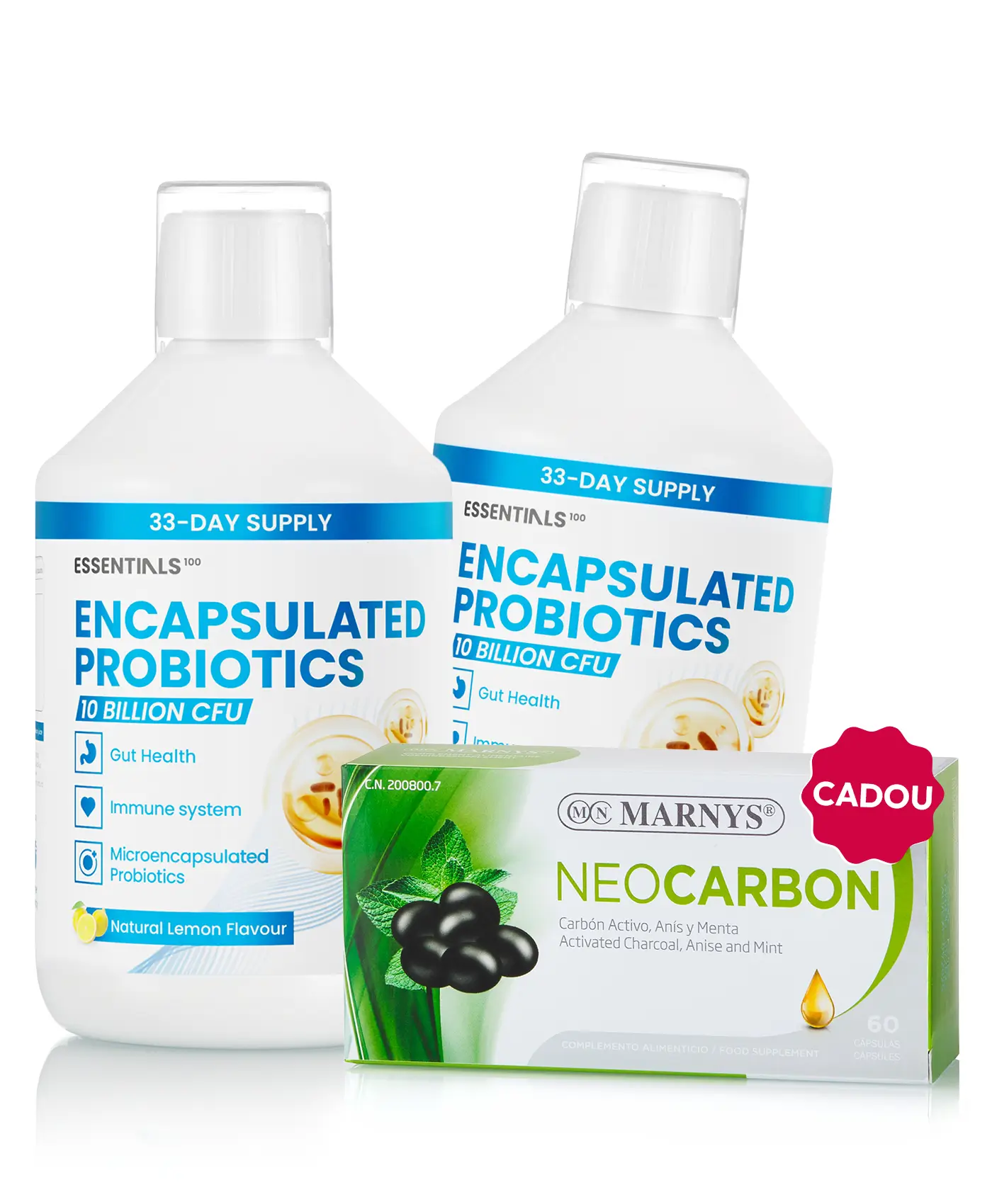 Flash floră intestinală - 2 sticle × probiotic lichid + cadou neocarbon (cărbune activ + anason + mentă)
