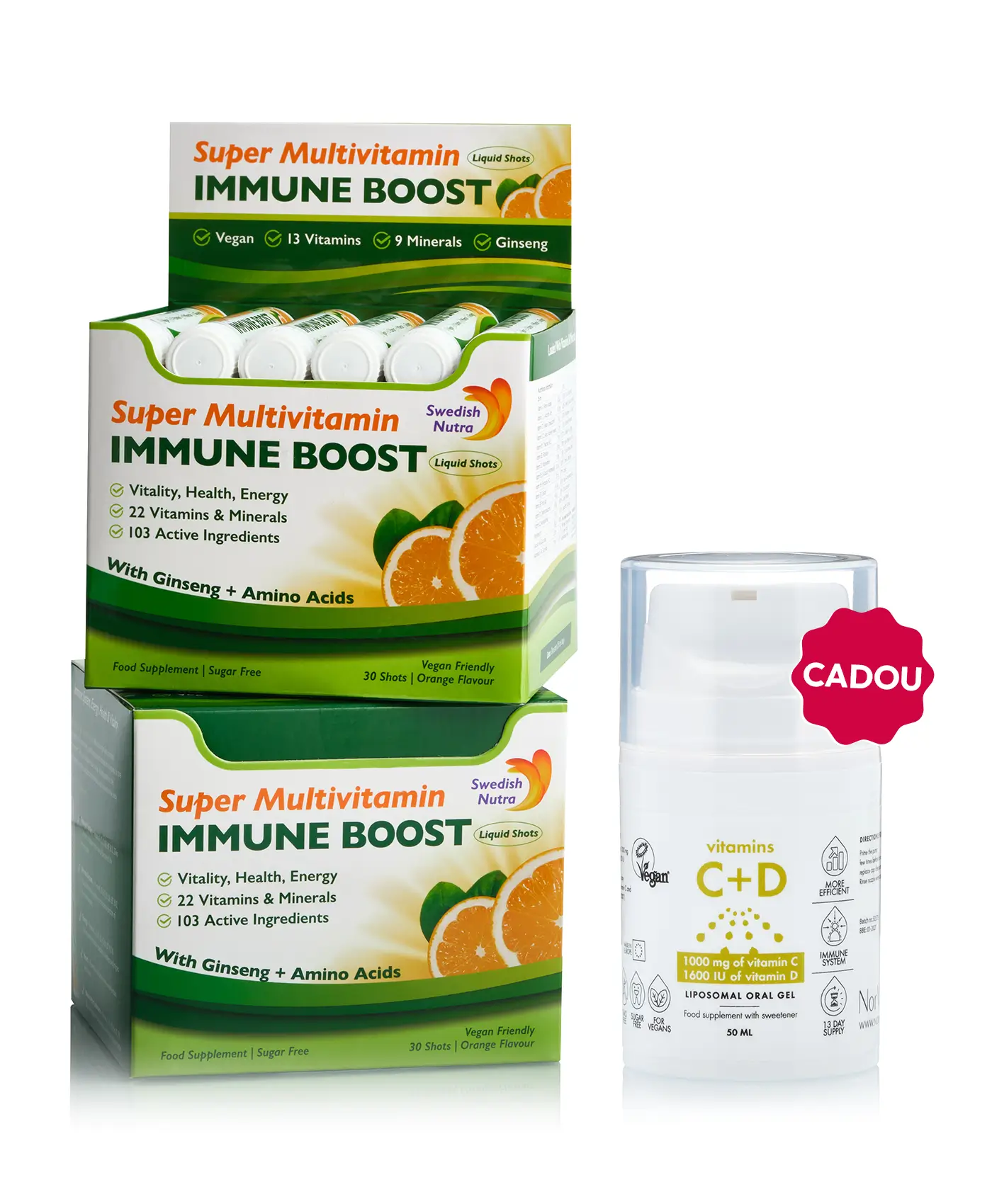 Flash imunitatea familiei - 2 sticle × immune boost 103 ingrediente + cadou gel vitamina c+d