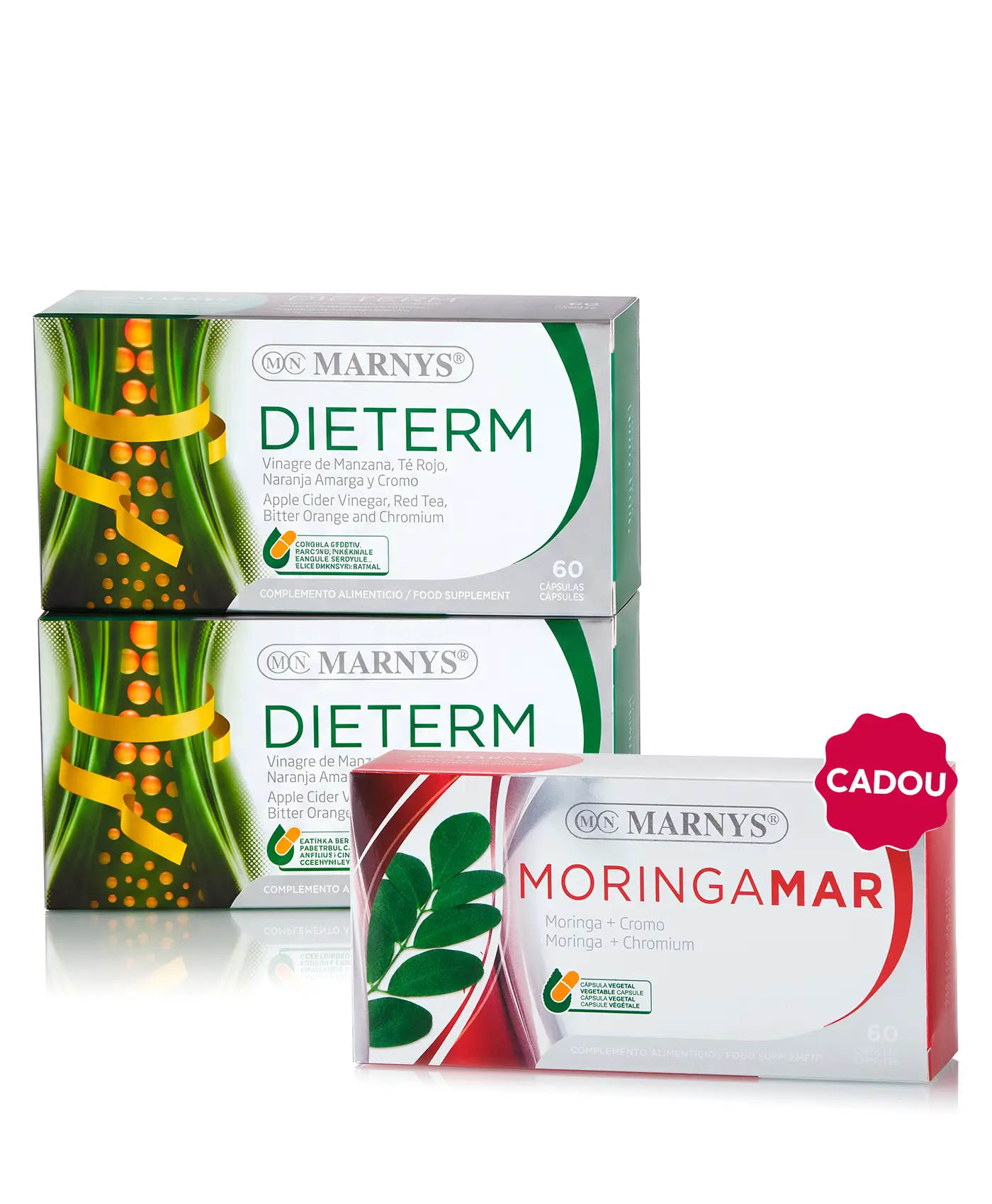 Flash termogenic - 2 cutii × dieterm (ceai roșu + 3 active) + cadou moringamar (moringa + crom)