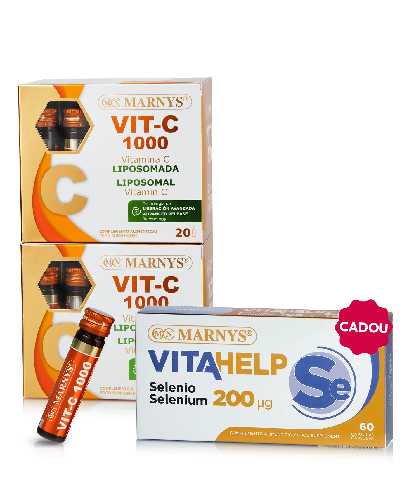 Pachet antioxidant - 2 cutii × vitamina c lipozomală 1000 mg + cadou seleniu vitahelp 200 mcg