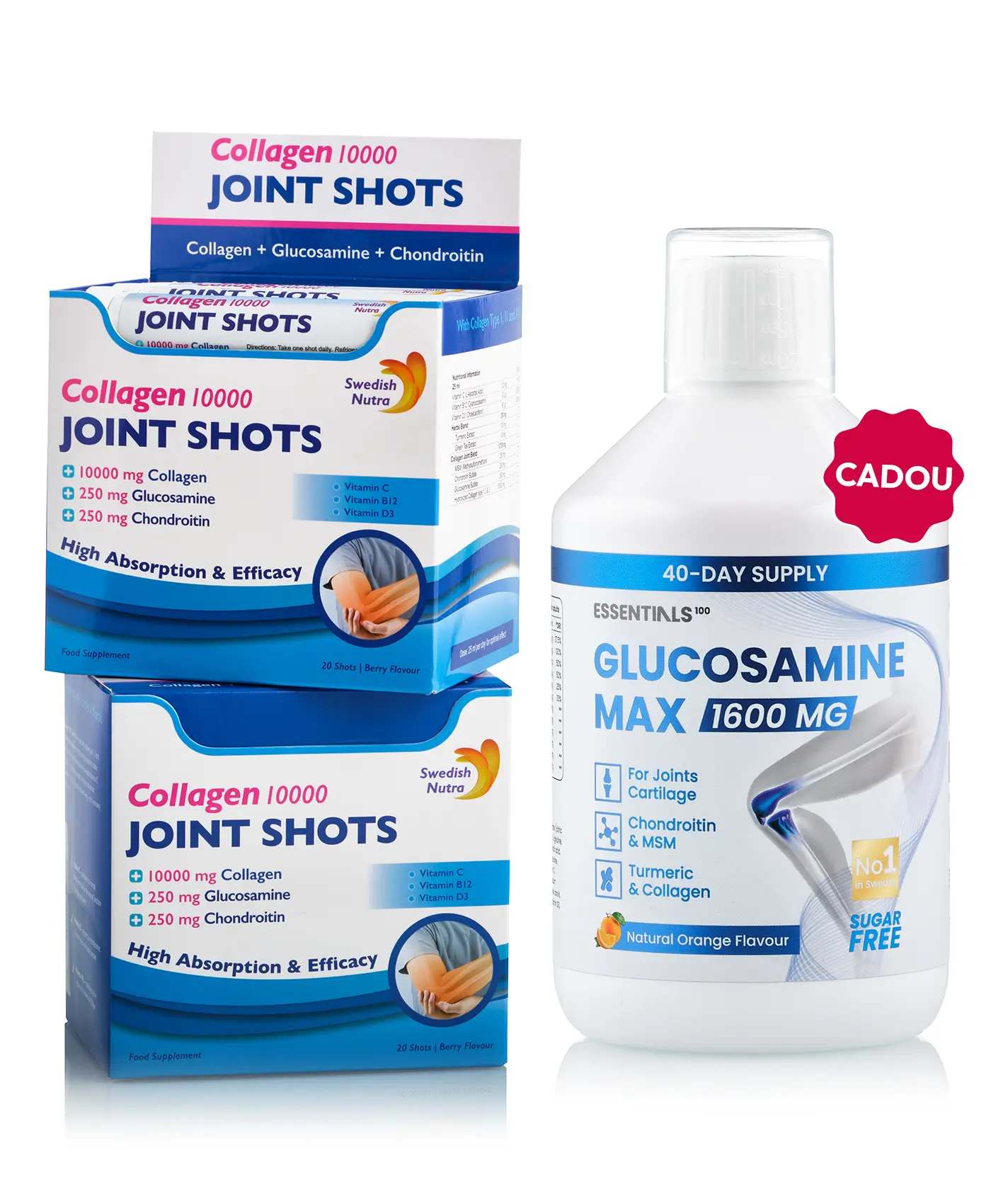 Pachet articulații de iarnă - 2 cutii × joint shots + cadou glucosamine max essentials