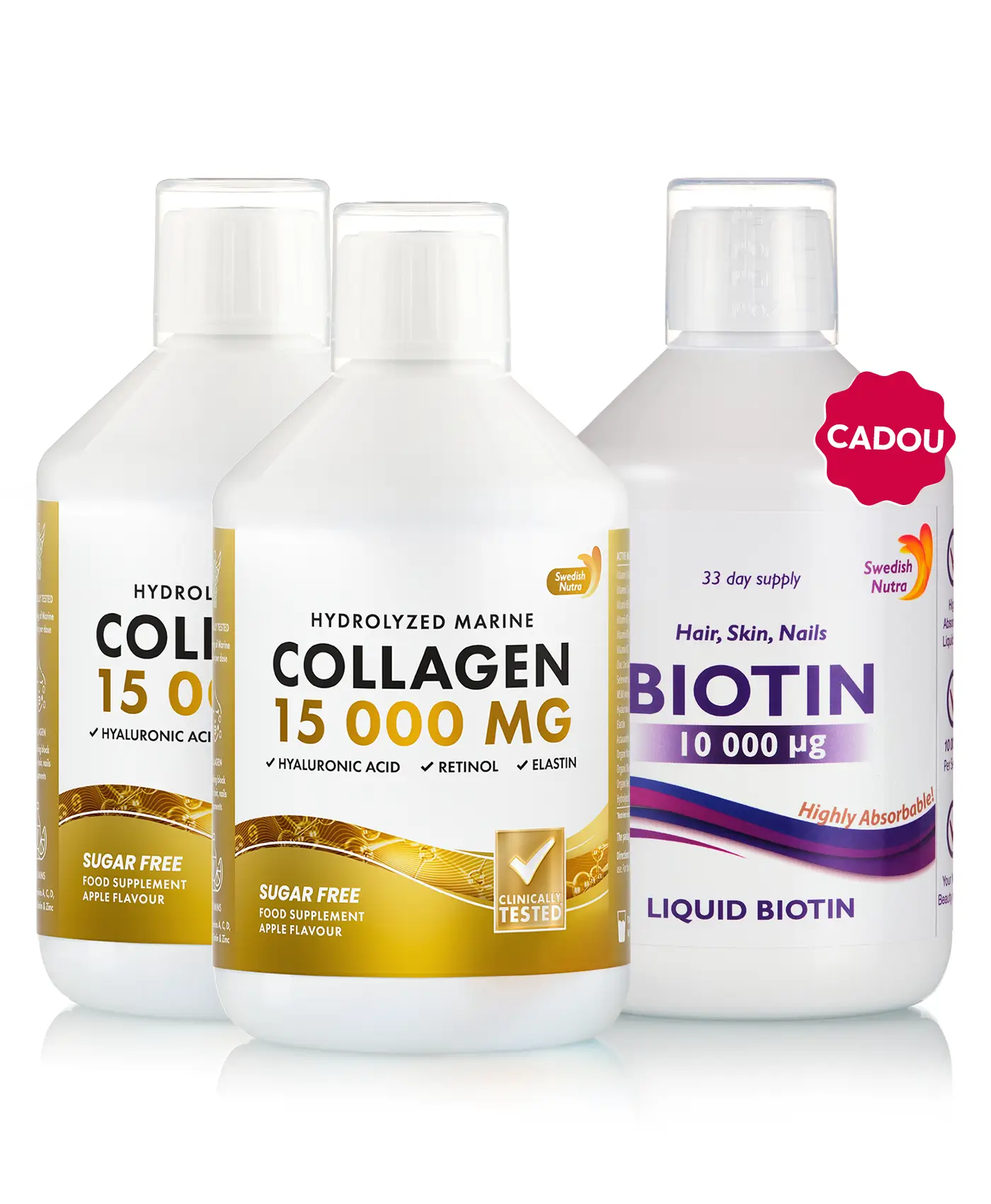 Pachet frumusețe de iarnă – 2 sticle × colagen marin 15. 000 mg + cadou biotină lichidă 10. 000 mcg