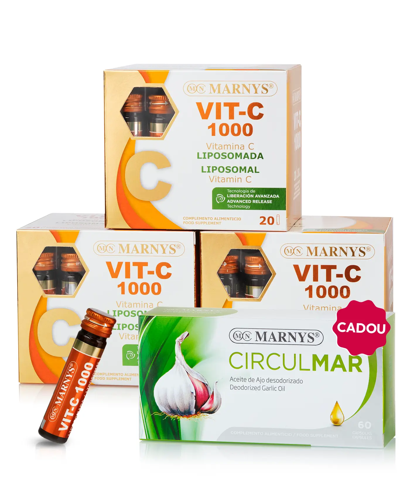 Pachet vase de sânge - 3 cutii × vitamina c lipozomală 1000 mg + cadou circulmar ulei de usturoi